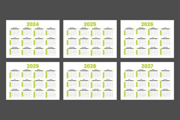 Download Set of Calendar 2024 2025 2026 2027 2028 - 2025 Collection