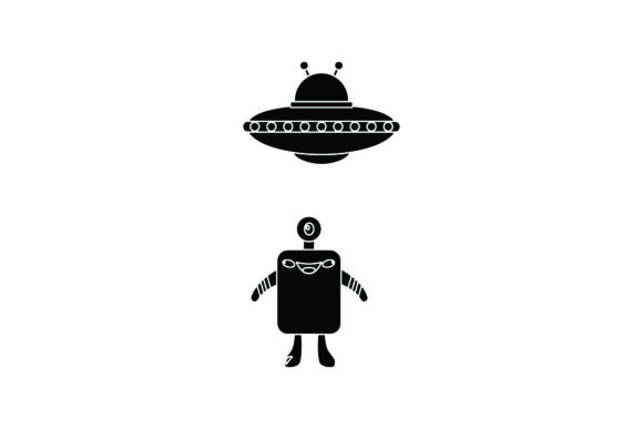 Download Flat Illustration Space Aliens Black - Space Collection