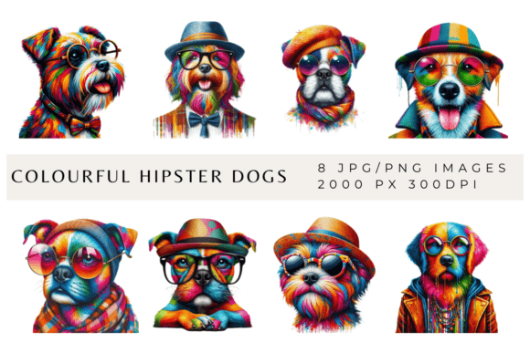 Download Colourful Hipster Dogs - Colourful Collection