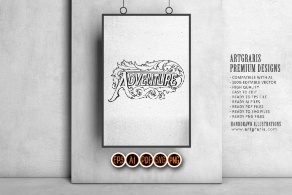 Download Vintage Lettering Adventure Text Elegant - Premium Resources