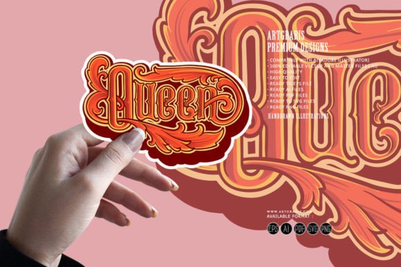 Download Vintage Lettering Word Queen Ilustration - Premium Resources